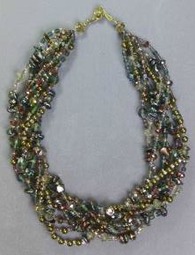 Multistrand Necklace with Crystals, Pearls, Beads