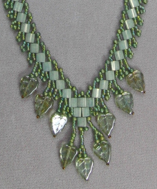 Tila Bead and Glass Leaf Necklace