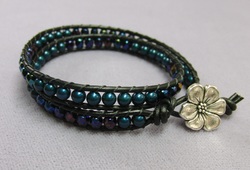 leather wrap bracelet with flower button
