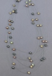 Beaded Illusion Necklace with Pearls